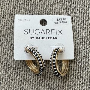 SUGARFIX by BAUBLEBAR black & white beaded hoops, new with tags